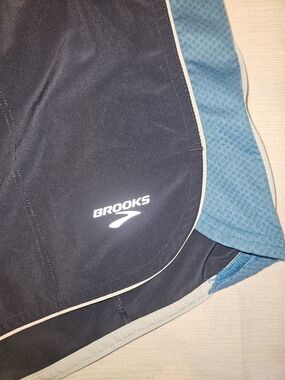 Brooks Navy and Teal Athletic Running Shorts